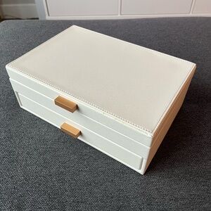 Two Drawer Jewelry Box Organizer Cream